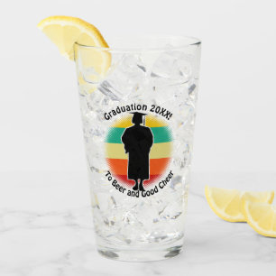 Retro Graduation Graduate Cap & Gown Woman Girl Glass