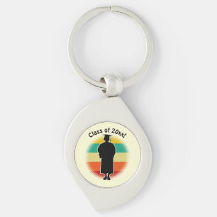 Retro Graduation Graduate Cap & Gown Woman Girl Key Ring