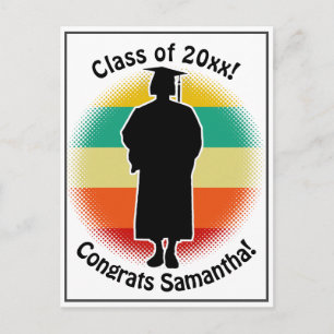 Retro Graduation Graduate Cap & Gown Woman Girl Postcard