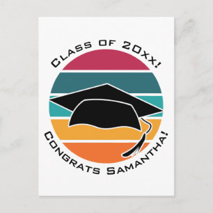 Retro Graduation Graduate Cap Mortarboard Postcard