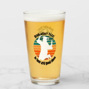 Retro Graduation Graduate Jumping for Joy Rainbow Glass