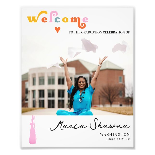 Retro Graduation Party Class Of 2024 Welcome Sign (Front)