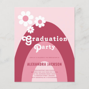 Retro Graduation Party Daisy Pink Budget Flyer
