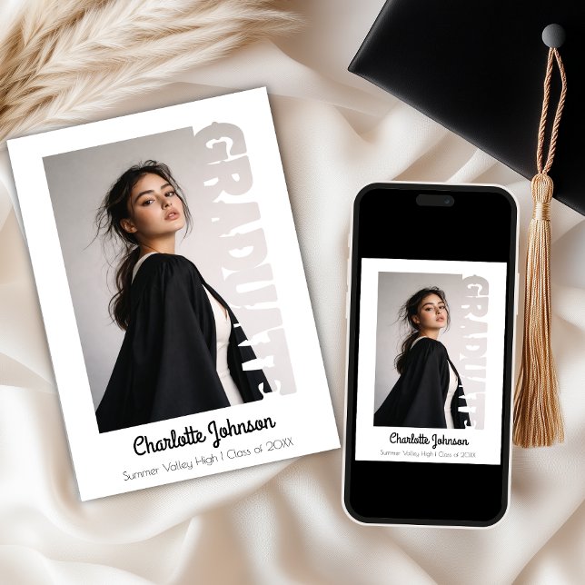 Retro Graduation Typography Announcement Card (Creator Uploaded)