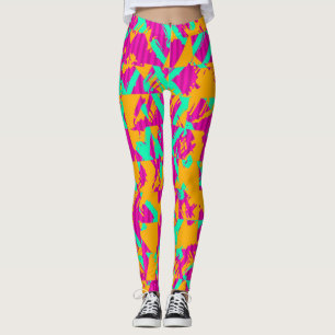 Retro Graffiti Clash Leggings – 80s Neon Street St