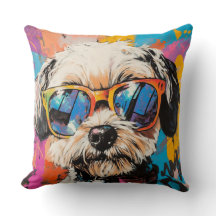 Retro Graffiti Groovy Shih Tzu Dog In Shades