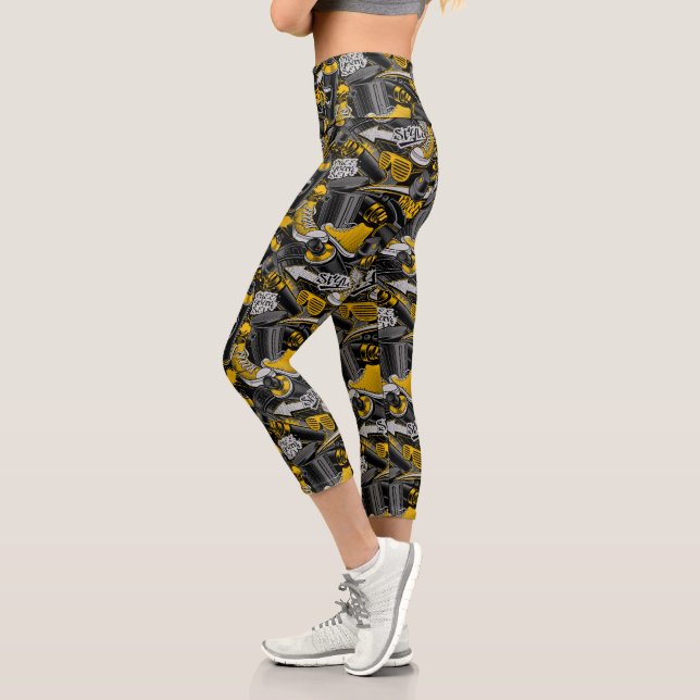 Retro Graffiti Urban Street Pattern Capri Leggings (Left)