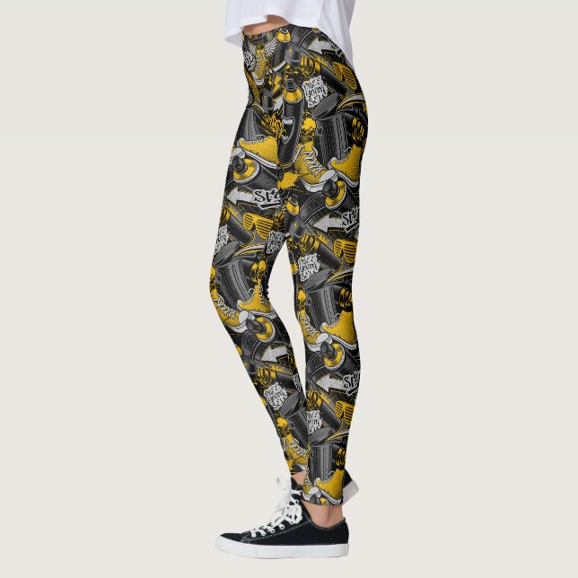 Retro Graffiti Urban Street Pattern Leggings (Left)