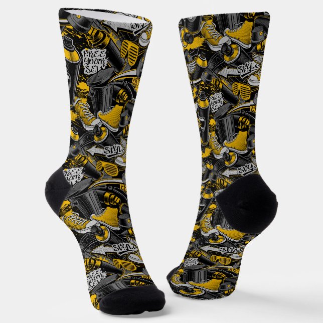 Retro Graffiti Urban Street Pattern Socks (Angled)