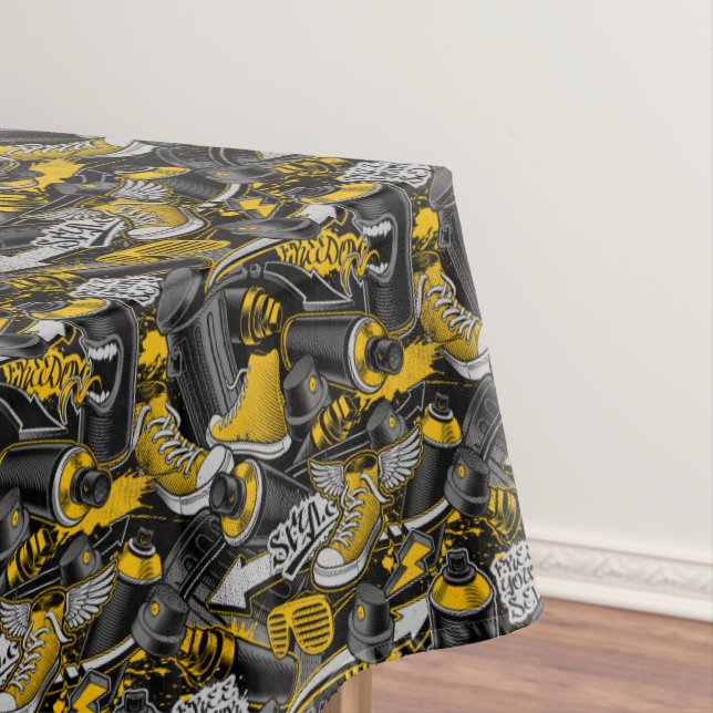 Retro Graffiti Urban Street Pattern Tablecloth (In Situ)