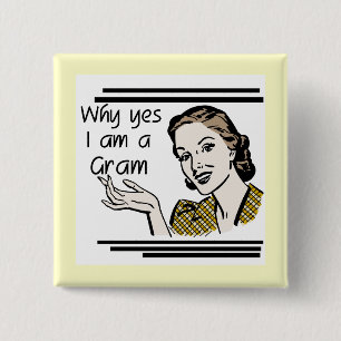 Retro Gram Tshirts and Gifts 15 Cm Square Badge