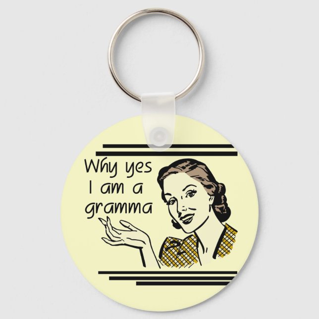 Retro Gramma T-shirts and Gifts Key Ring (Front)