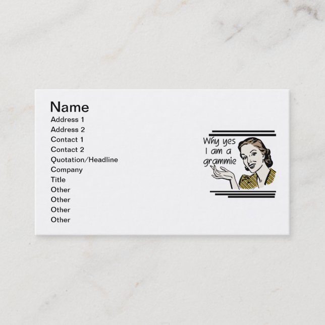 Retro Grammie T-shirts and Gifts Business Card (Front)