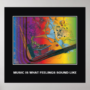 Retro gramophone music quote motivational poster