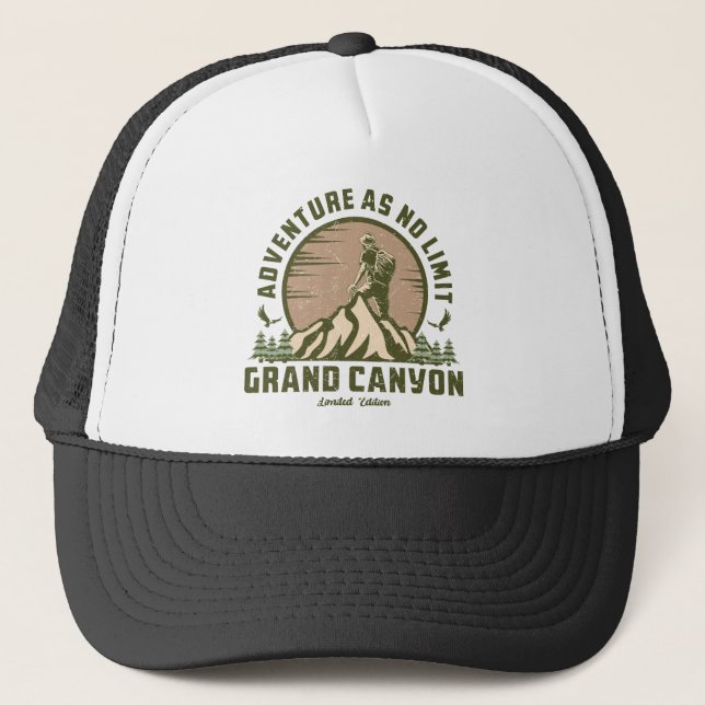 Retro Grand Canyon Hike Sunset Trucker Hat (Front)