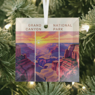 Retro Grand Canyon National Park Arizona Hiking Glass Tree Decoration