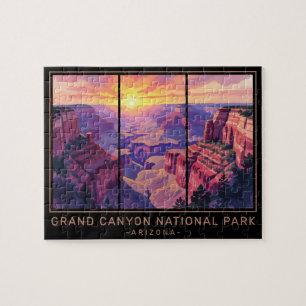 Retro Grand Canyon National Park Arizona Hiking Jigsaw Puzzle
