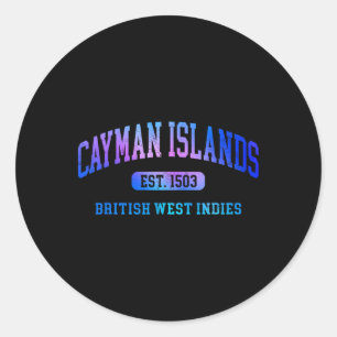 Retro Grand Cayman Islands Colorful Arch Text Souv Classic Round Sticker