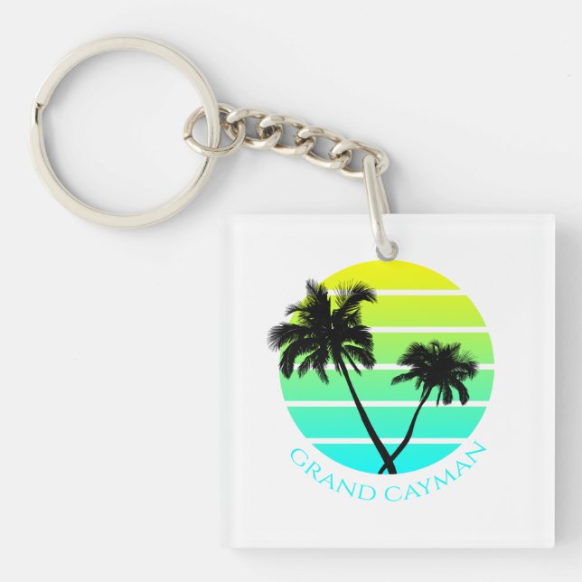 Retro Grand Cayman Islands Key Ring (Front)