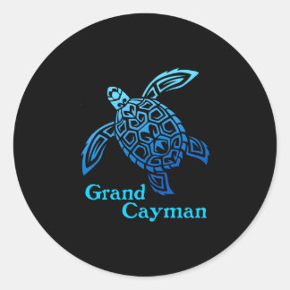Retro grand cayman islands sea turtle tribal classic round sticker