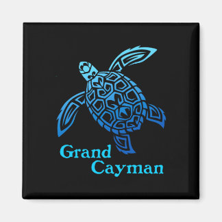Retro grand cayman islands sea turtle tribal magnet
