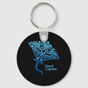 Retro Grand Cayman Islands Tribal Stingray Sea Ray Key Ring