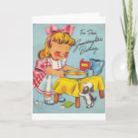Retro Granddaughter Birthday Card<br><div class="desc">Vintage / Retro Birthday greeting card.  Adorable little girl and her puppy baking a cake!  Go to Dear Granddaughter's Birthday!  Beautiful vintage birthday card is a lovely daughter!</div>