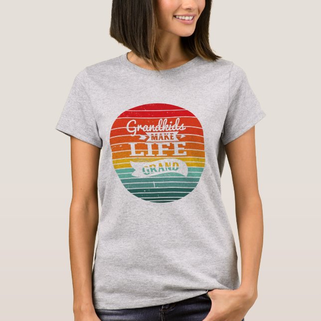 Retro Grandkids Makes Life Grand T-Shirt (Front)