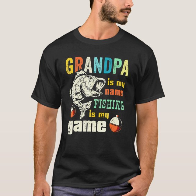 Retro Grandpa Bass Fisherman Bass Fishing Grandfat T-Shirt (Front)