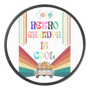 Retro Grandpa Is Cool Hockey Puck