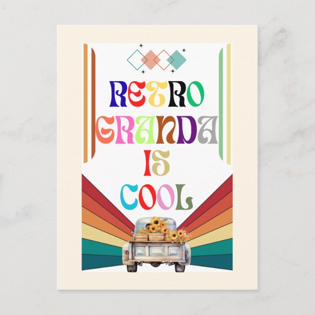 Retro Grandpa Is Cool Postcard (Front)