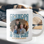Retro Grandpa is the Goat Photo Giant Mug<br><div class="desc">Retro goat mug for grandpa with custom photo. Your photo will be displayed in a wavy edge sticker shape and framed with "grandpa is the goat". lettered in retro typography and decorated with love hearts. Personalise with the name(s) of the grandchild or grandkids or any text you like. Use the...</div>