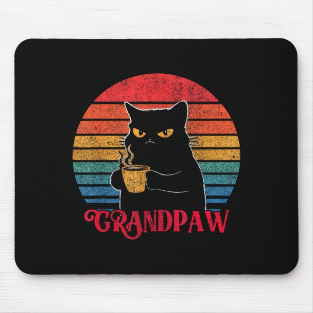Retro Grandpaw Funny Sarcastic Cat Lover Quote Gra Mouse Pad (Front)