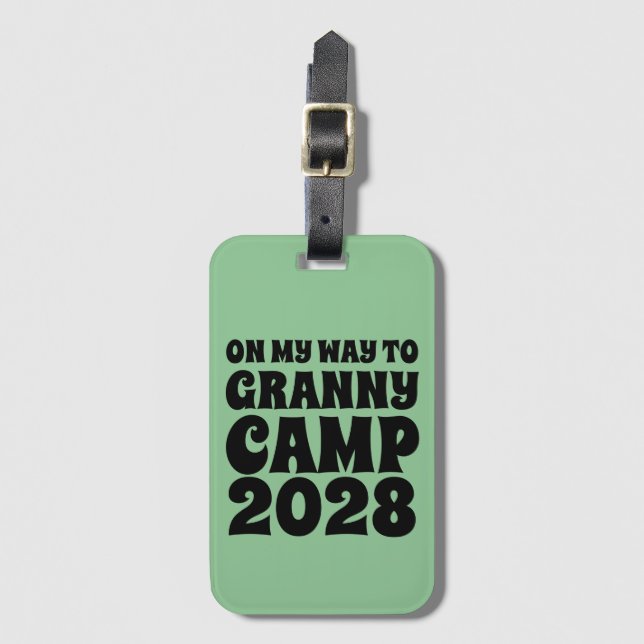 Retro Granny Camp Text Luggage Tag (Front Vertical)