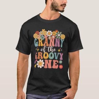 Retro Granny of Groovy One Matching Family 1st Bir T-Shirt