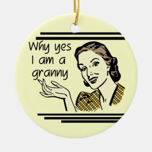 Retro Granny T-shirts and Gifts Ceramic Tree Decoration