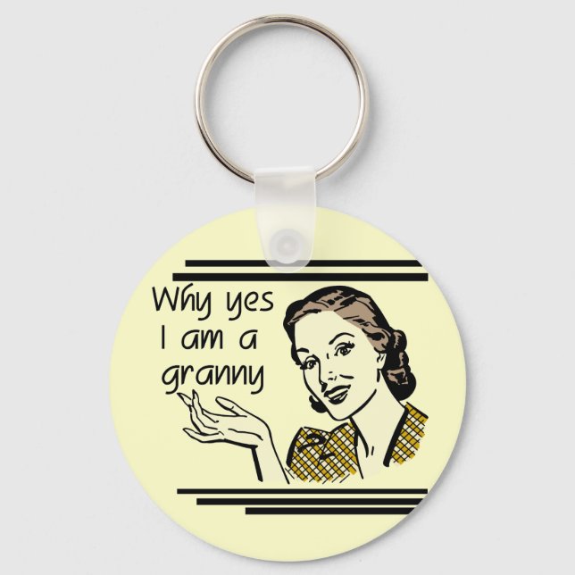 Retro Granny T-shirts and Gifts Key Ring (Front)