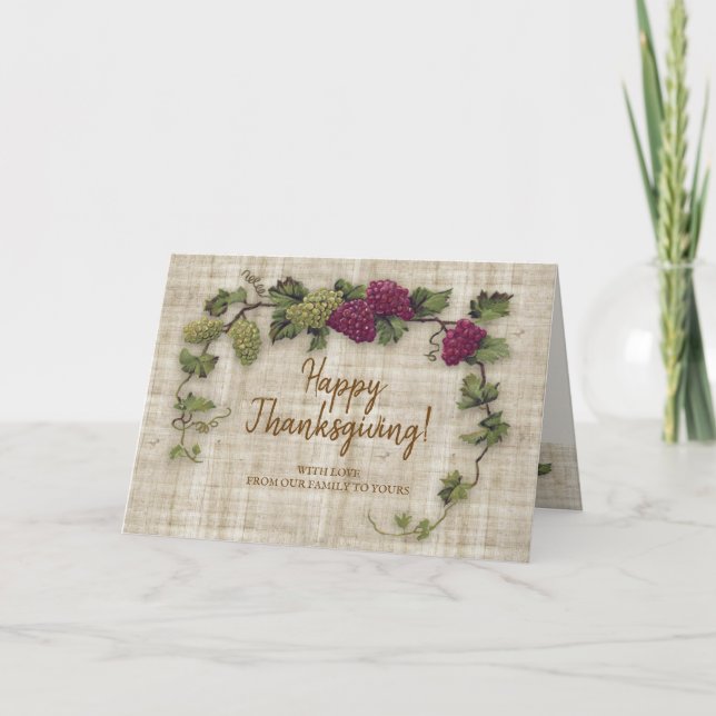 Retro Grapes Thanksgiving Holiday Card (Front)