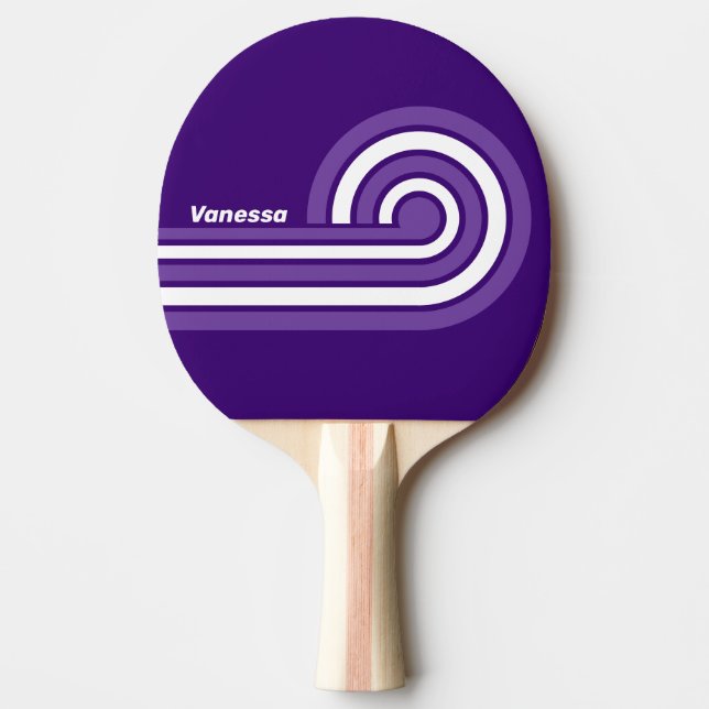 Retro Grapevine Grove Curl Stripes with Name Ping Pong Paddle (Front)