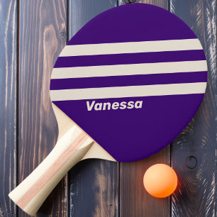 Retro Grapevine Three Stripes with Name Ping Pong Paddle