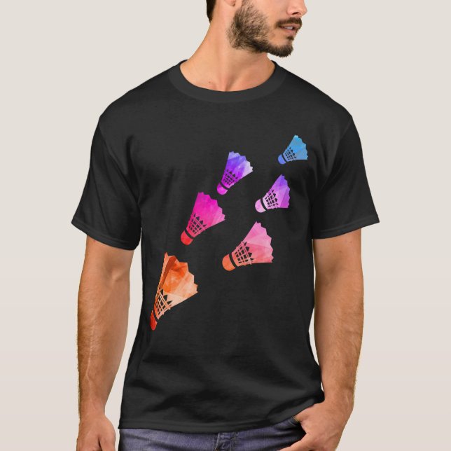 Retro Graphic Badminton Player Shuttlecock Player  T-Shirt (Front)