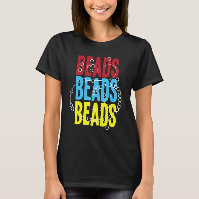 Retro Graphic Beadwork Beading Hand Stitching Artw T-Shirt (Front)
