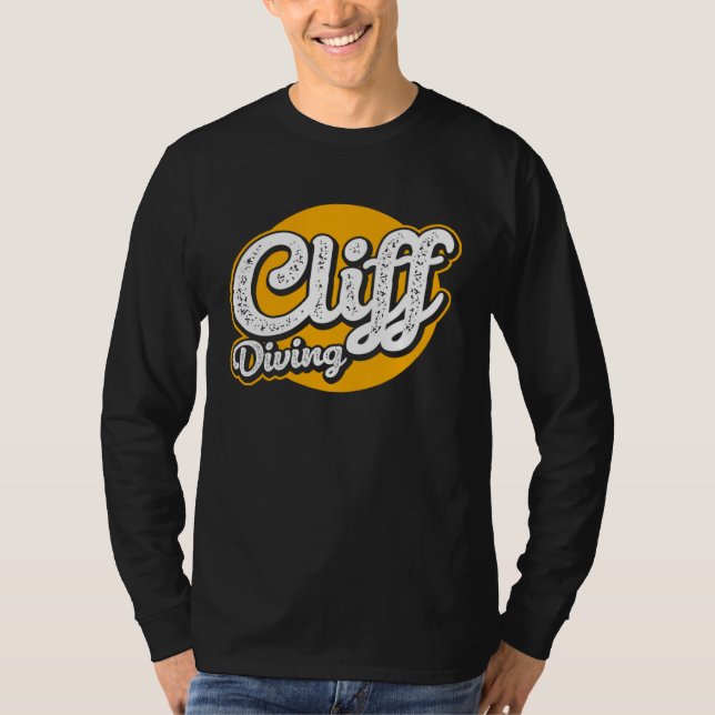 Retro Graphic Cliff Diver Cliff Diving Tombstoning T-Shirt (Front)