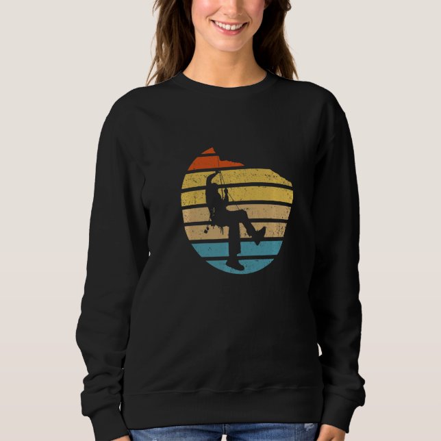 Retro Graphic Climbing Bouldering Rock Climber Mou Sweatshirt (Front)