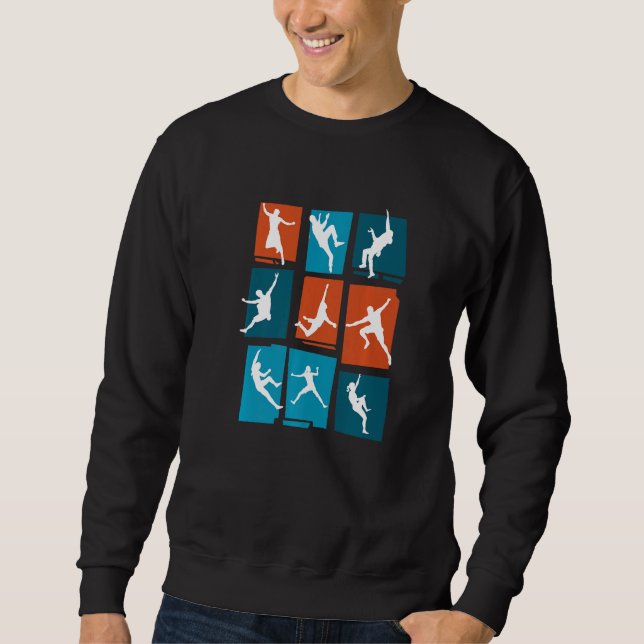 Retro Graphic Climbing Bouldering Rock Climber Mou Sweatshirt (Front)