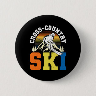 Retro Graphic Cross Country Skiing Winter Sports B 6 Cm Round Badge