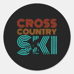 Retro Graphic Cross Country Skiing Winter Sports B Classic Round Sticker