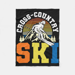 Retro Graphic Cross Country Skiing Winter Sports B Fleece Blanket