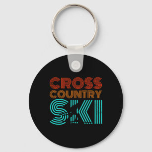 Retro Graphic Cross Country Skiing Winter Sports B Key Ring