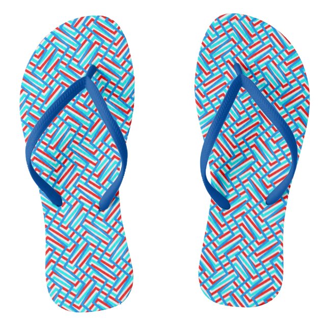Retro graphic design in red and blue jandals (Footbed)
